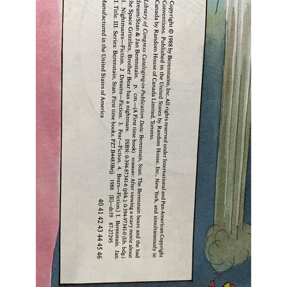 1988 “The Berenstain Bears And The Bad Dream” Paperback Book - Picture 5 of 10